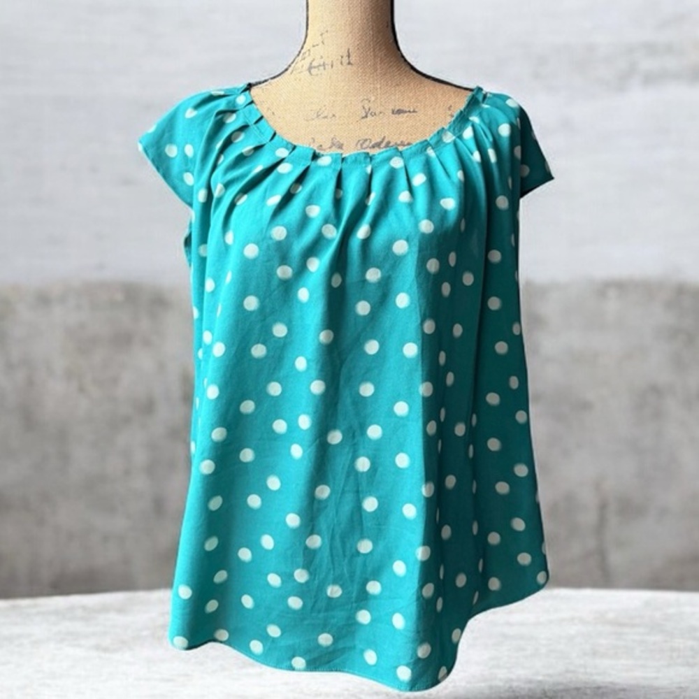 LC Lauren Conrad Teal Polka Dot Blouse